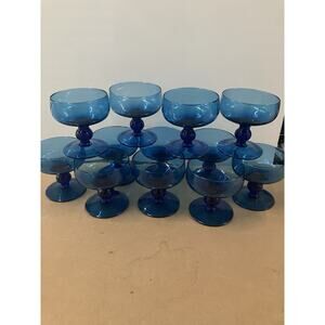 Vintage Cobalt Blue Margaret Glasses imperial glass Home Decor Kitchen Set 12